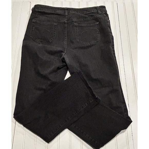 CHICOS Platinum Denim Original Jeans Sz 1.5 / 10 Mid Rise 5 Pocket Dark Wash - Picture 5 of 7